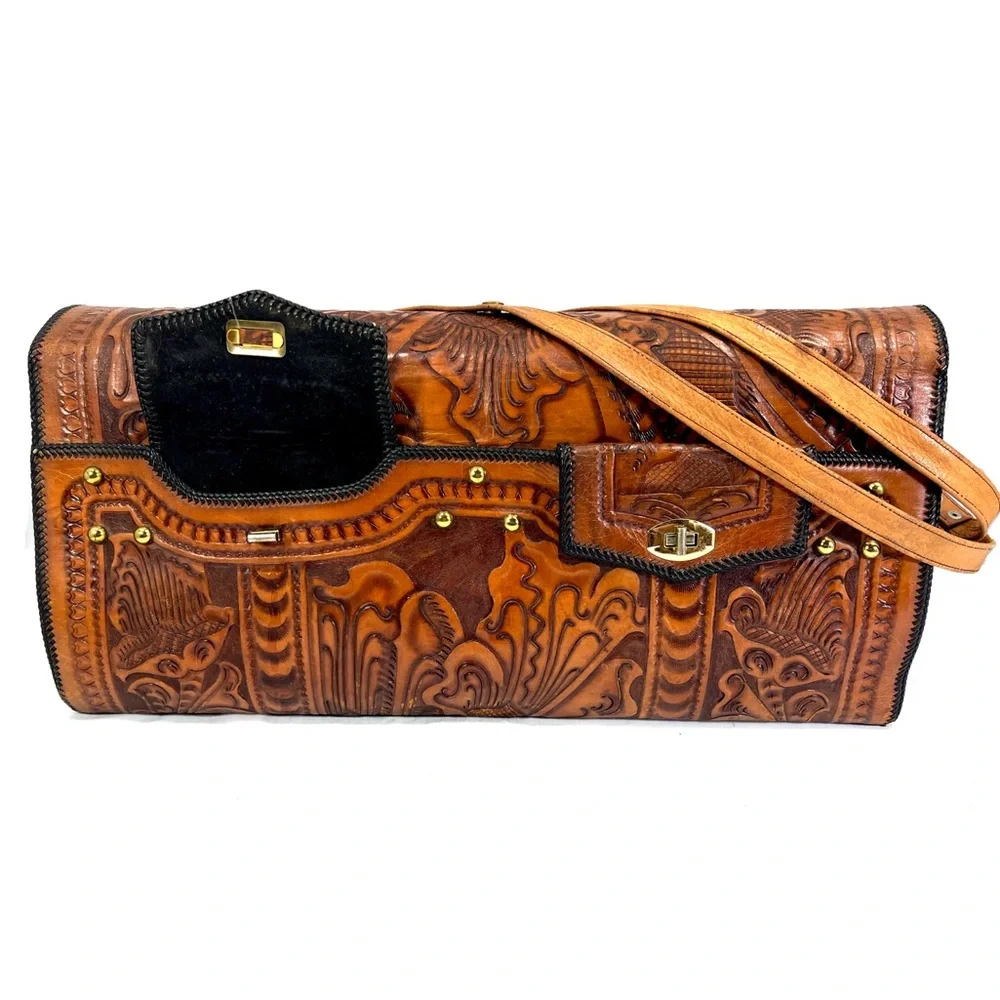 VINTAGE 1950’s | TOOLED LEATHER x-large briefcase